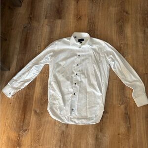 David Donahue White Dress Shirt with Black Buttons